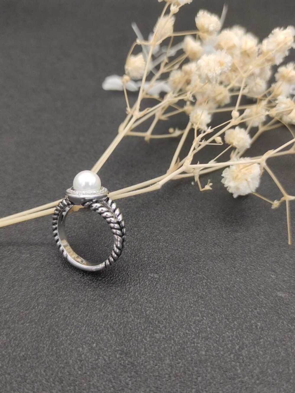 🖤🖤🖤David Yurman Round Diamond Pearl Ring, Size: 6-7-8-9 - Picture 2 of 5